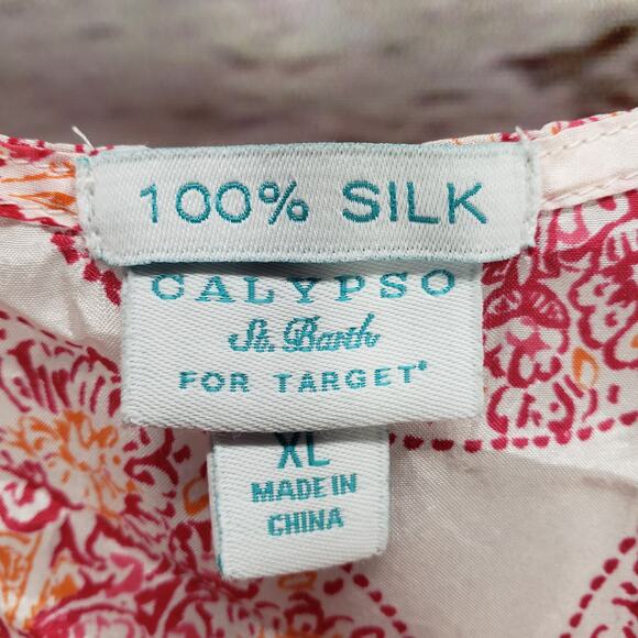 Calypso St. Barth for Target Women's 100%Silk Medallion Print Blouse Size XL - Picture 5 of 10